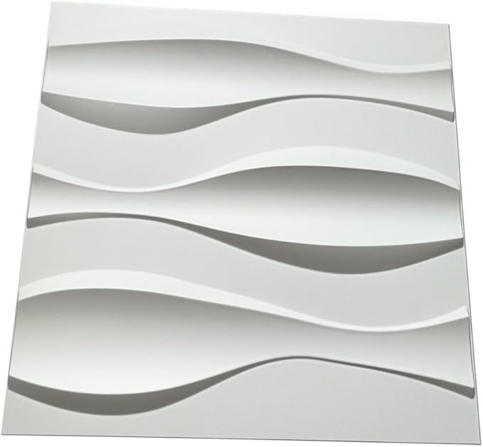 Art3d 19.7" x 19.7" (Pack Of 12) Wall Panel Wave, White