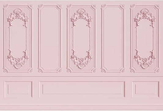Leyiyi 6x4ft Light Pink Vintage Room Inside Backdrop European Frame Modern House French Castle Cementery Wall Retro Style Photo Background Cowboy Kids Birthday Portrait Studio Props Vinyl Wallpaper