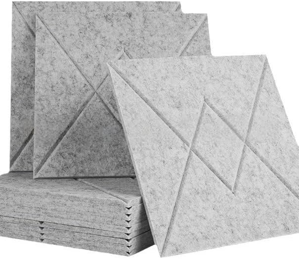 12 Pack of Self-Adhesive Soundproof Panels, 12"x12"x0.4" Polyester Soundproof Foam Panels, Decorative Noise Reduction Wall Panels, Acoustic Panels for Walls, Ceilings and Doors