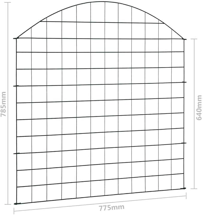 Arched Garden Fence Set 30.5"x30.9" Green, Steel Wire with Powder Coating, Lattice Fence Wall for Patio, Garden, Backyard, Lawn, Includes 5 Fence Panels & 6 Fixing Posts