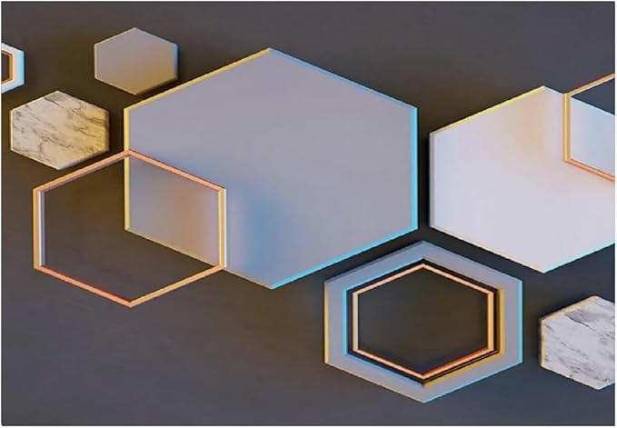 Colorblock Geometry Peel Stick Stick Wallpaper, Marble Photos Self Adhesive Removable 3D Murals, Large Waterproof for Living Room Bedroom Playroom Wall Decors,144" W x 100" H