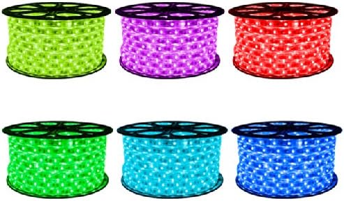 CBconcept 20 Feet RGB Color Changing 120V LED SMD5050 Flexible Flat LED Strip Rope Light - [Christmas Lighting, Indoor/Outdoor Rope Lighting] [Controller is Included]