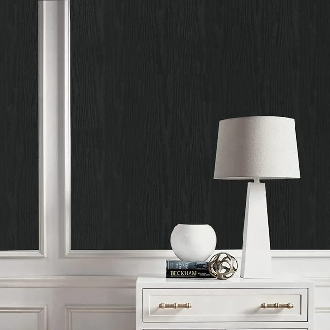 Arthome Peel and Stick Wallpaper - Black Wood Contact - Black Wallpaper - Self-Adhesive & Removable Wall Paper for Countertop Furniture Kitchen, Countertop Contact Paper, Easy to Clean, (11"x100")