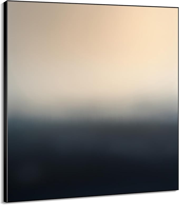 36"x36" Large Framed Wall ArtMinimalist Beige to Black Gradient Abstract Color Fade (Frame Assembly Required)