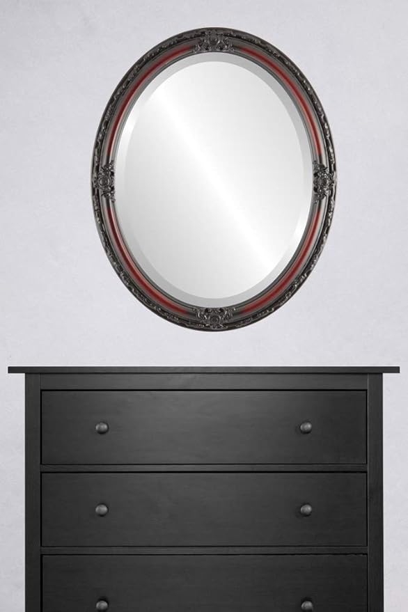 OVALCREST Oval Beveled Wall Mirror for Home Decor - Jefferson Style - Rosewood - 22x32 Outside Dimensions