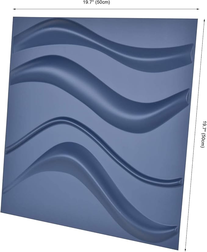 Art3d 19.7" x 19.7" (Pack Of 12) Wall Panel Wave, Blue