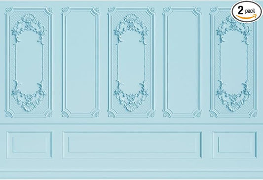 Leyiyi 10x8ft Light Blue Vintage Room Inside Backdrop European Frame Modern House French Castle Cementery Wall Retro Style Photo Background Cowboy Kids Birthday Portrait Studio Props Vinyl Wallpaper