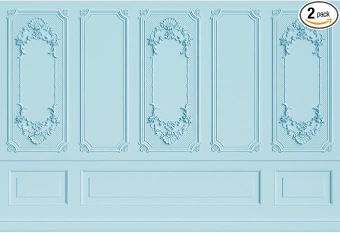 Leyiyi 5x4ft Light Blue Vintage Room Inside Backdrop European Frame Modern House French Castle Cementery Wall Retro Style Photo Background Cowboy Kids Birthday Portrait Studio Props Vinyl Wallpaper
