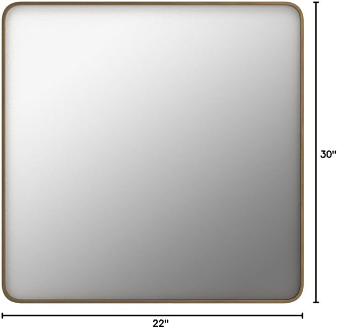 22x30 Brushed Gold Bathroom Mirror, Metal Gold Framed Vanity Mirror, Modern Rectangle Wall Mirror for Entryway, Anti-Rust (Horizontal/Vertical)