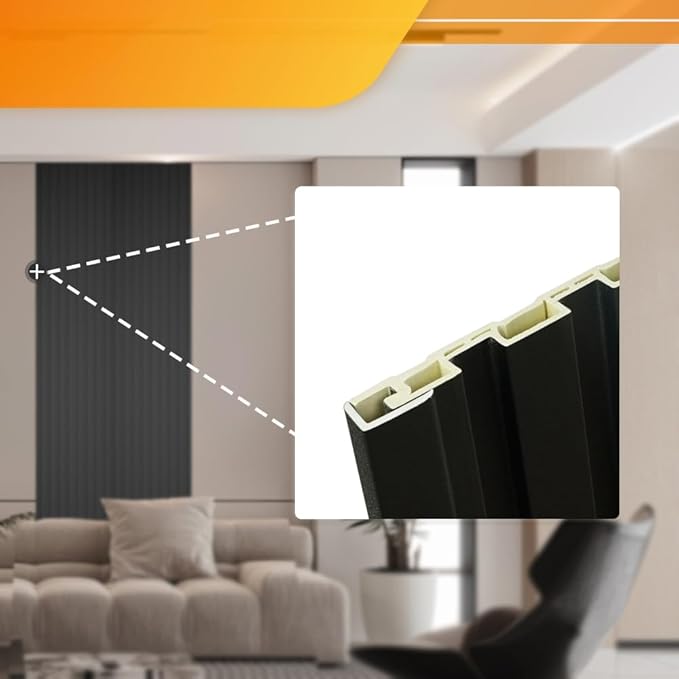 OUZUGIE 8-Pack 57 Inches, WPC Slat Wall Panel Trim,Corner Guard for Low Grille (Black)