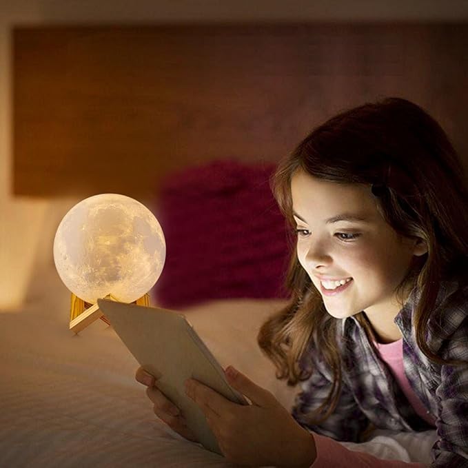 LOGROTATE Moon Lamp, 3D Printing LED 16 Colors Moon Light, Decorative Lights Night Light with Remote&Touch Control and Adjustable Brightness&USB Recharge for Kids Lovers Birthday Gift (6.0 inch)