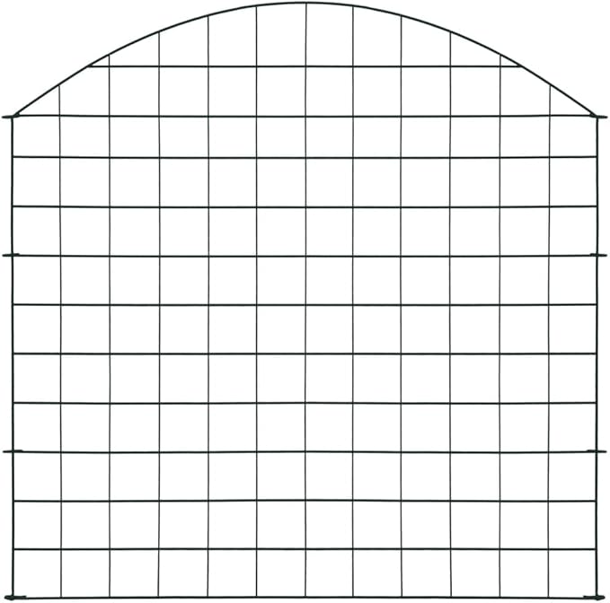 Arched Garden Fence Set 30.5"x30.9" Green, Steel Wire with Powder Coating, Lattice Fence Wall for Patio, Garden, Backyard, Lawn, Includes 5 Fence Panels & 6 Fixing Posts