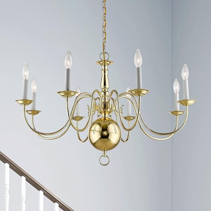 Livex Lighting 5007-02 Williamsburgh 8-Light Chandelier, Polished Brass