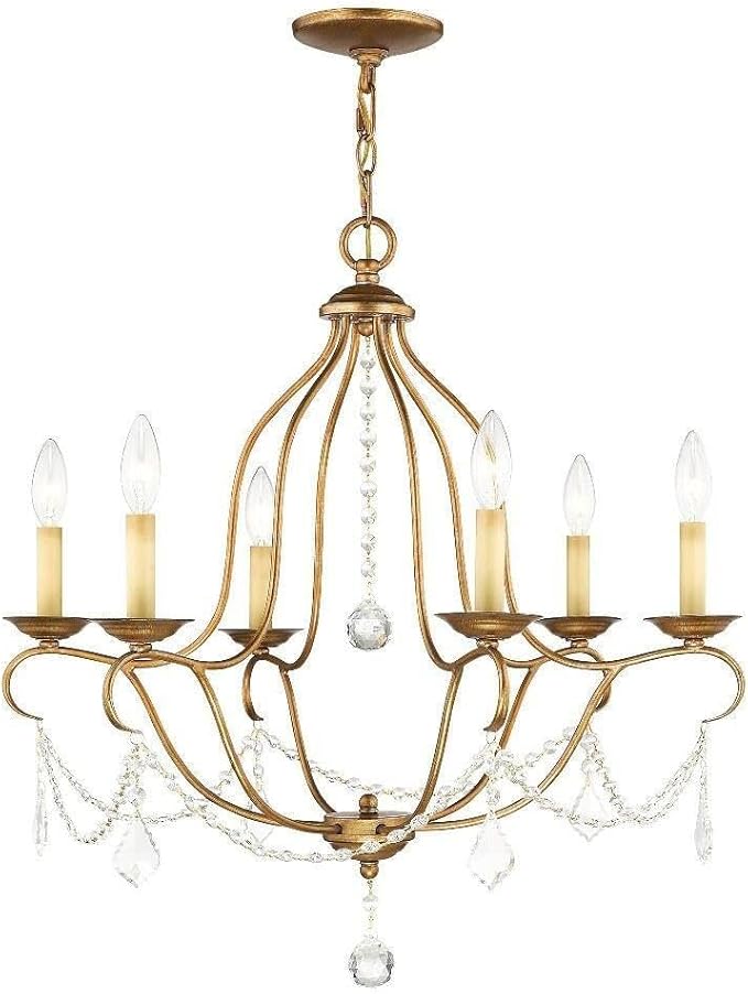 Livex Lighting 6426-48 Chesterfield 6 Light Chandelier, Antique Gold Leaf