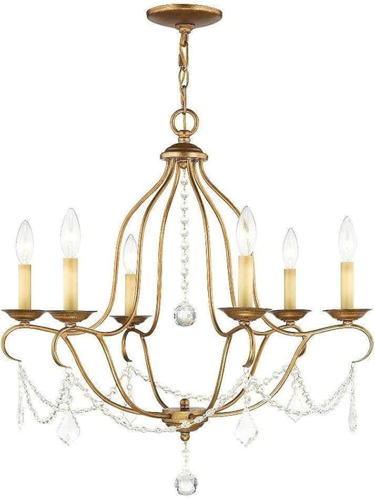 Livex Lighting 6426-48 Chesterfield 6 Light Chandelier, Antique Gold Leaf