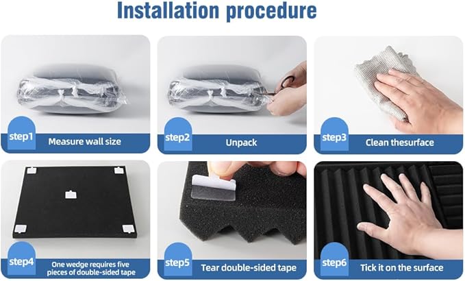 52 Pack Acoustic Panels 1 X 12 X 12 Inches - Studio Foam Wedges High Density Panel Soundproof Foam for Walls - Home Office