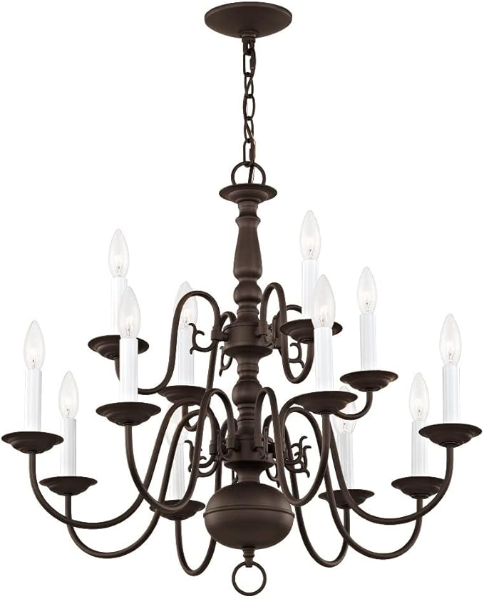 Livex Lighting 5012-07 Williamsburgh 12-Light Chandelier, Bronze