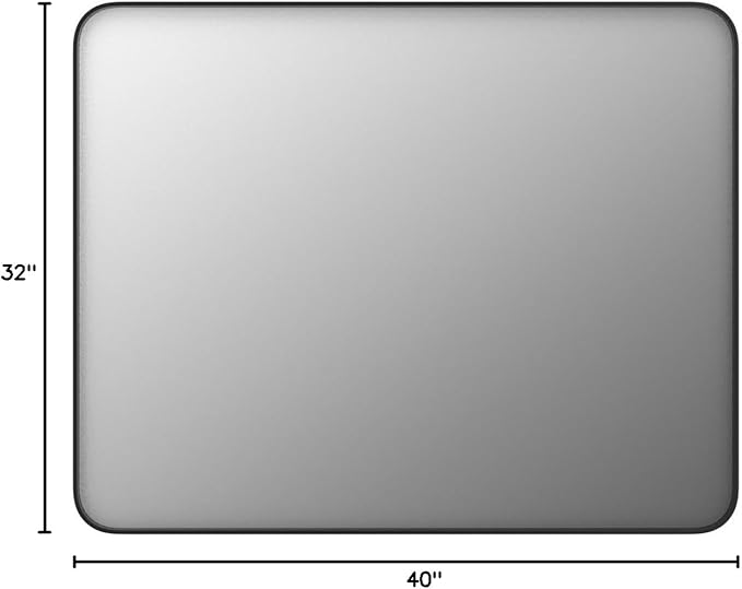 40x32 Inch Black Framed Bathroom Mirror for Wall, Matte Metal Framed Wall Mirror, Rounded Corner Rectangle Bathroom Vanity Mirror, Anti-Rust, Shatterproof (Horizontal/Vertical)