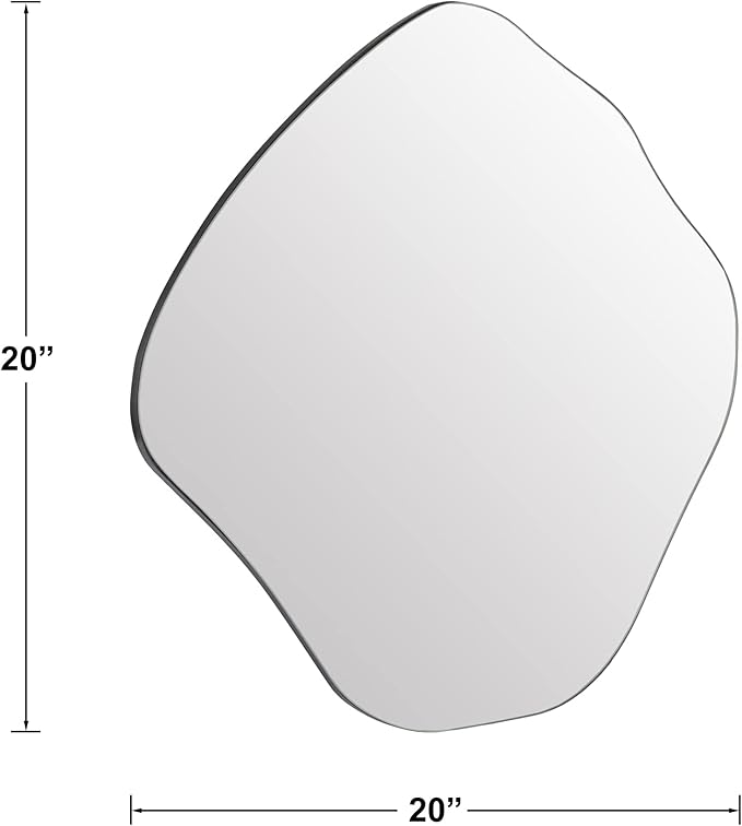 BOMINICA Irregular Wall Mirror Asymmetrical Mirror Frameless for Bathroom Living Room Entryway Bedroom, 20" x 20"
