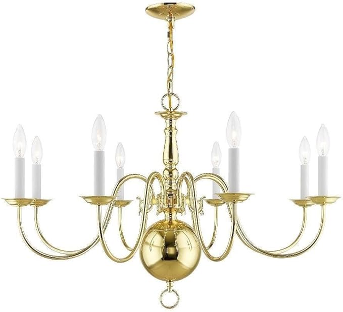 Livex Lighting 5007-02 Williamsburgh 8-Light Chandelier, Polished Brass