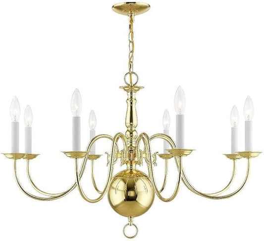 Livex Lighting 5007-02 Williamsburgh 8-Light Chandelier, Polished Brass