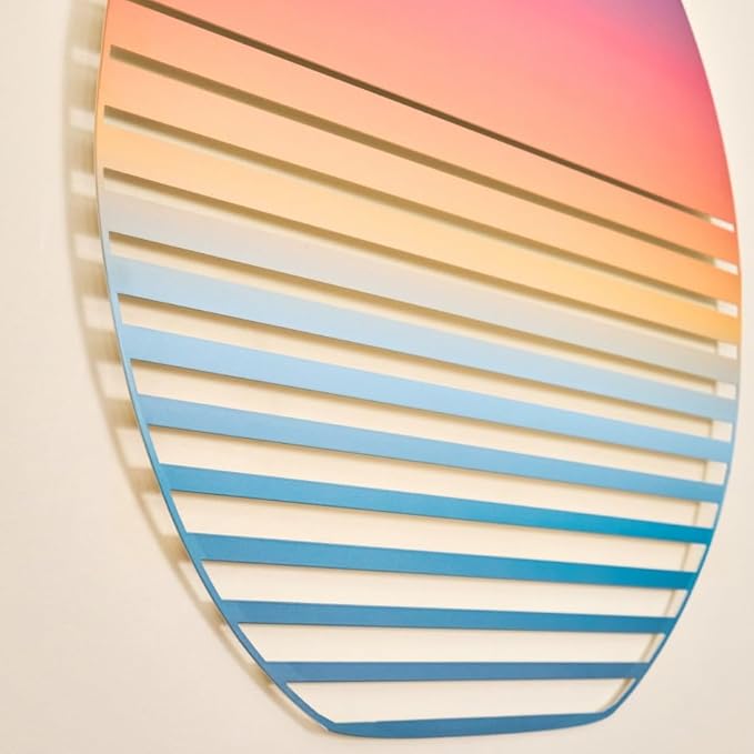 NEODECO Sunset on Sea Metal Wall Art for home decor, Minimalist art deco for living room, colorful wall sculpture (Medium)