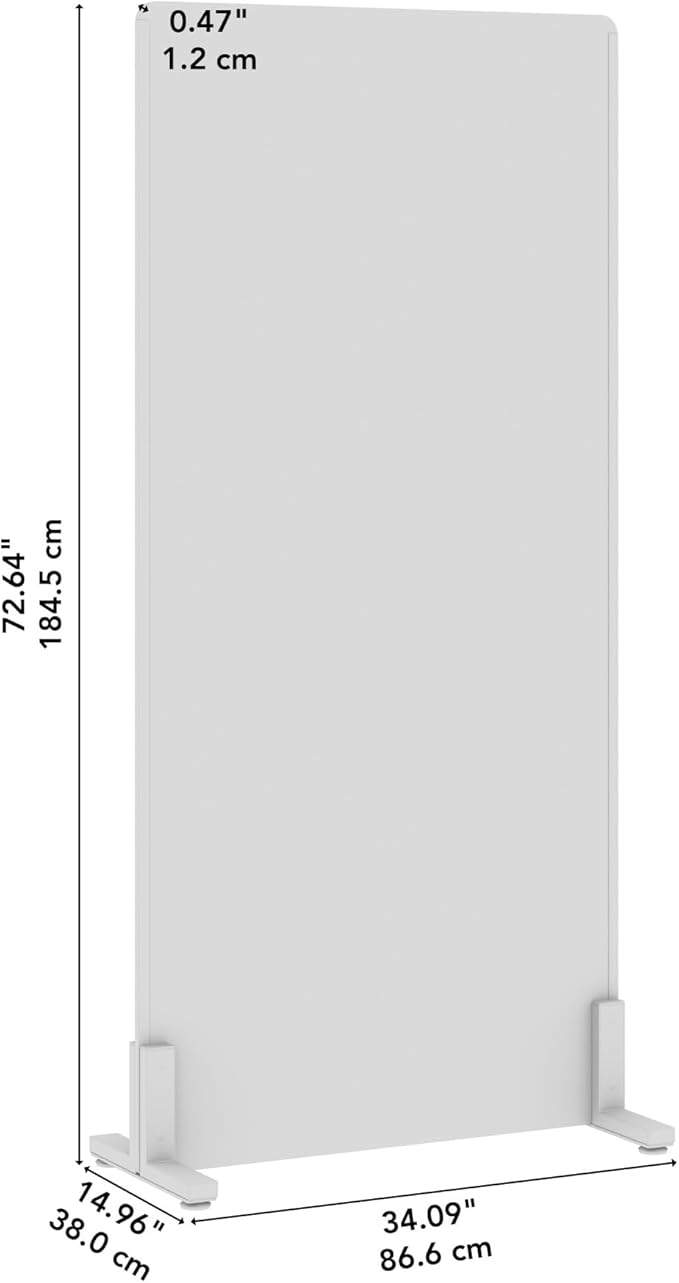 Bush Business Furniture 34W x 72H Freestanding Privacy Screen in Warm Beige, Standing Office Partition with Acoustic Sound Dampening Panel