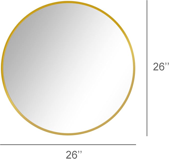 Bathroom Mirrors for Wall,Gold Frame Mirror,26'' Round Circle Mirror for Entryway Bedroom Vanity(26'',Gold)