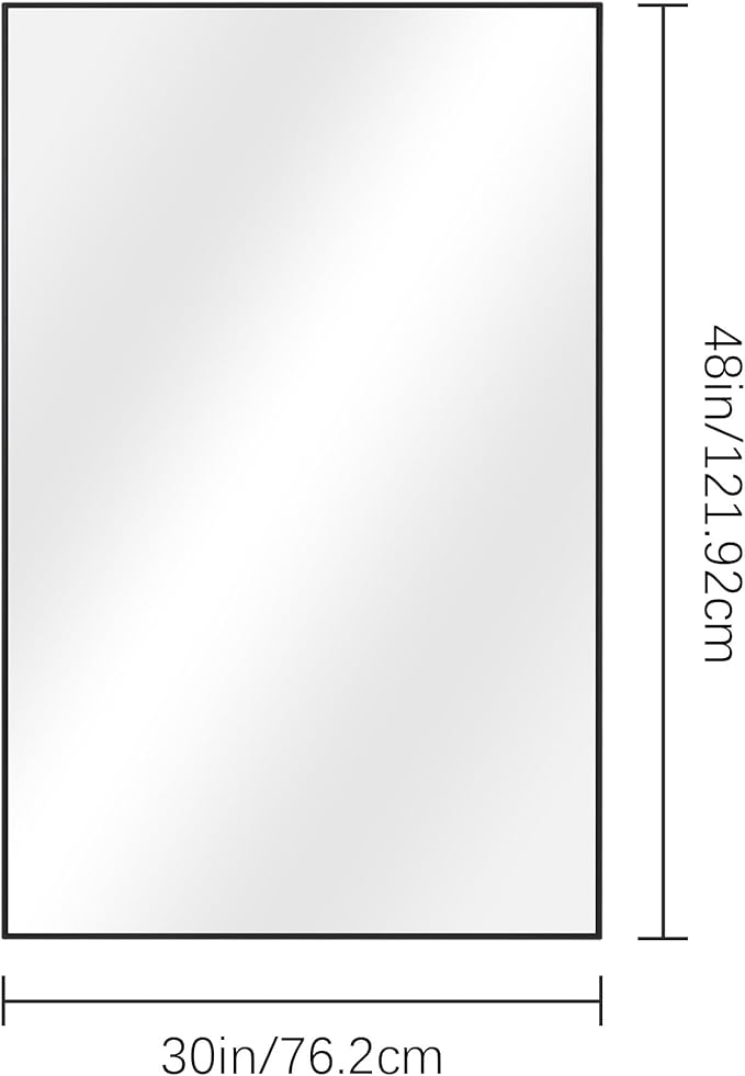 Black Bathroom Mirror for Wall, 30x48 Inch Rectangle Mirrors with Metal Frame, Modern Vanity Wall Mirror Decor for Entryway Hangs, Bathroom, Living Room Horizontal or Vertical