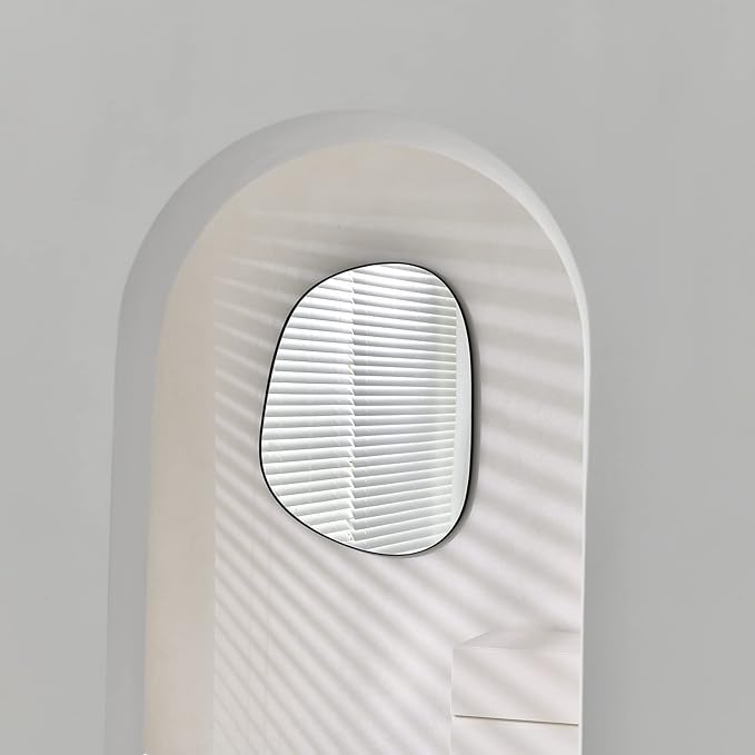 Asymmetrical Wall Mirror for Decor 17.5"*22.5", Modern Black Framed Wall Mirror for Living Room Bathroom Bedroom Entryway ELE-STOU-0066B