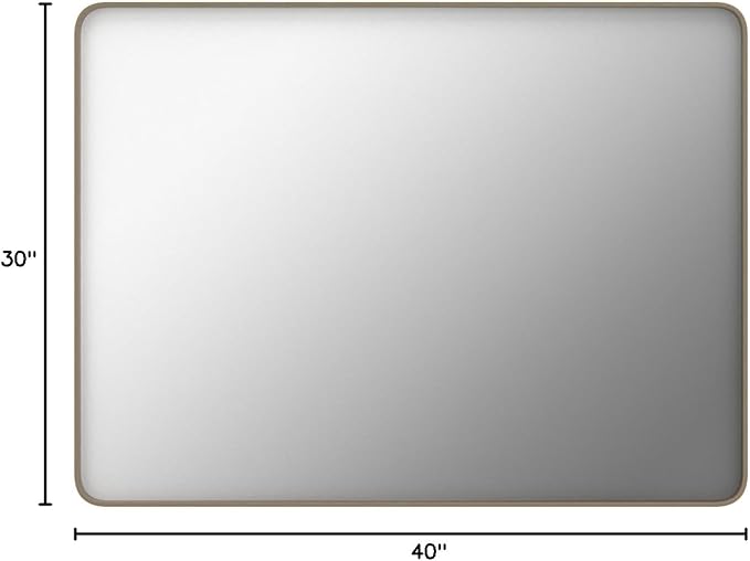Bronze Bathroom Mirror 40x30 Inch, Brushed Bronze Metal Frame Mirror for Wall, Rounded Rectangle Bathroom Vanity Mirror with Tempered Glass, Anti-Rust, Horizontal/Vertical