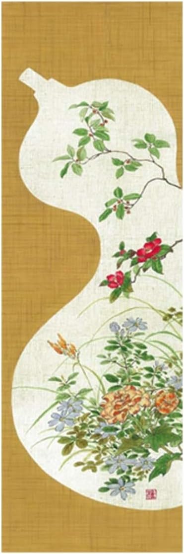 Japanese Tapestry Wall Art - Good Fortune Feng Shui & Lucky Symbols | W15.7xH47.2", Extra Long Vertical Hanging Decor for Bedroom, Living Room, Office | Washable Fabric (Gourd) CTT-37