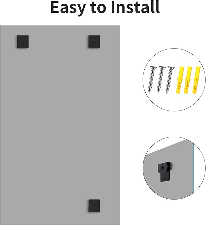 Large Frameless Mirror, 55x36 Frameless Bathroom Mirrors for Over Sink, Upgraded Shatterproof Rectangular Wall Mirror for Bathroom,Bedroom,Living Room and Entryway