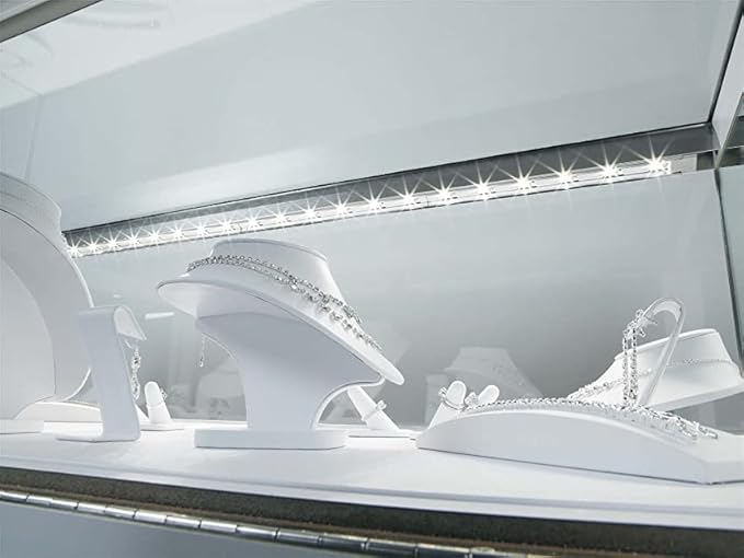 LED Display Light Bar Kit - (4) 16inches Plug-in Linkable Strip Lights for Large Display Cabinet - Series + Parallel Connection - White 6000K