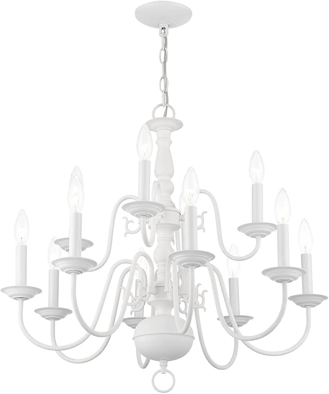 Livex Lighting 5012-03 Williamsburgh 12 Light White Chandelier