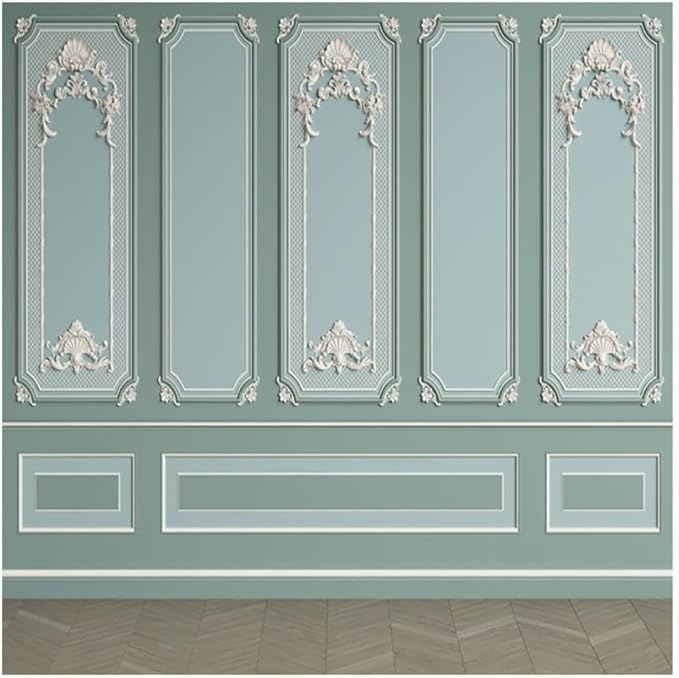 Leyiyi 10x10ft Green Vintage Room Inside Backdrop European Frame Modern House French Castle Cementery Wall Retro Style Photo Background Cowboy Kids Birthday Portrait Studio Prop Vinyl Wallpaper