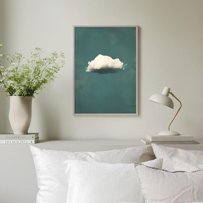 Minimalist Cloud Wall Art Print - Surreal Blue Sky Poster for Bedroom, Living Room, Office Decor - Calm Dreamy Aesthetic Artwork, Modern Nature Wall Decoration (Unframed) (9x11)