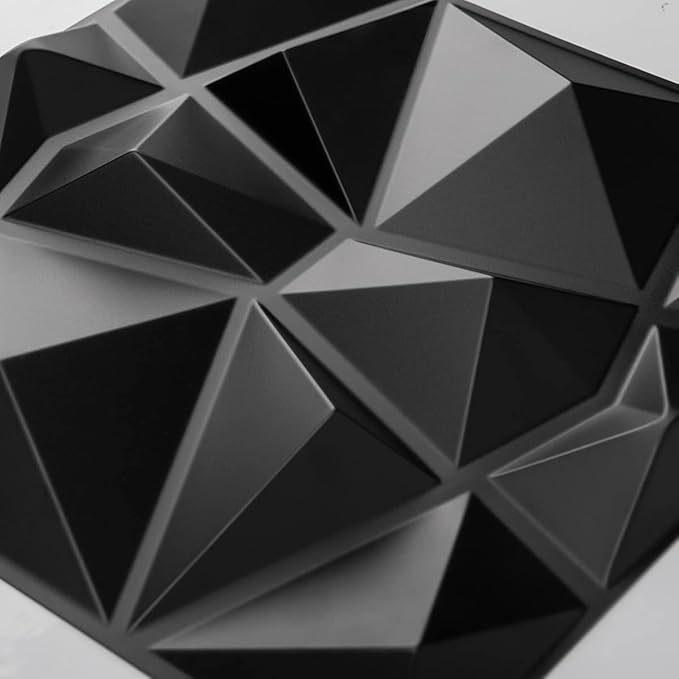 Art3d Decorative 3D Wall Panels in Diamond Design, 12"x12" Matt Black for Home and Office Decor (33 Pack)