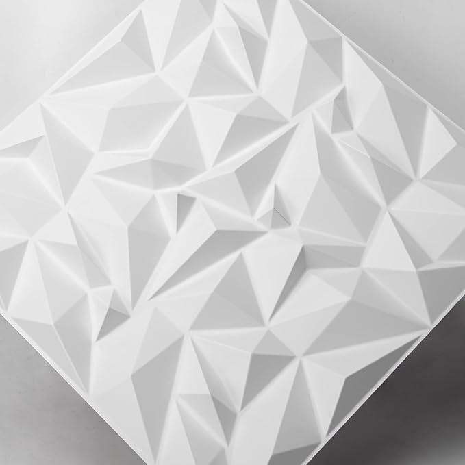 Art3d 19.7" x 19.7" (Pack Of 12) Wall Panel Diamond, White