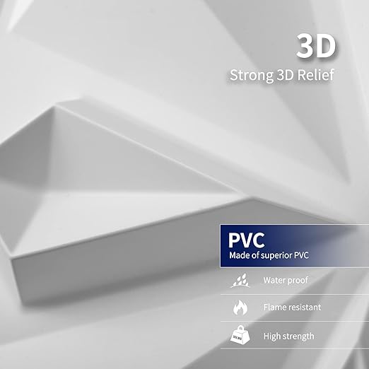 Art3dwallpanels 33 Pack 3D Wall Panel for Interior Wall Décor, PVC Textured 3D Wallpaper, Elegant Wall Tiles for Living Room Lobby Bedroom Hotel Office, White