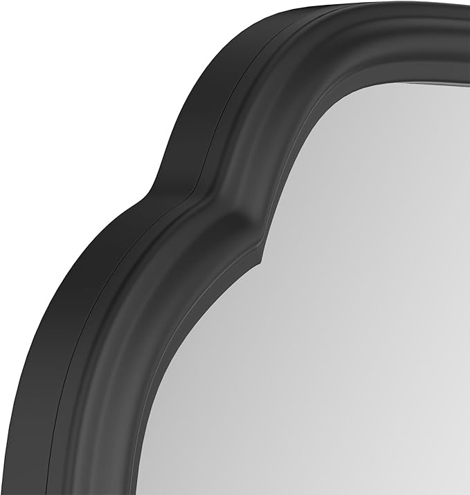 48 x 24 Inch Black Bathroom Vanity Mirror for Wall with Metal Frame Modern Rectangle Rounded Corner Wall Decor Mirror for Big Bathroom Over Sink (Horizontal/Vertical)