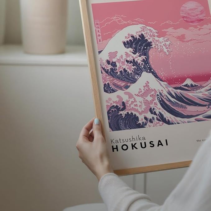 Nationcog Katsushika Hokusai Poster, The Great Wave Off Kanagawa Japanese Wall Art Print, Vintage Exhibition Style Decor for Living Room, Bedroom or Gallery Wall Display (Unframed) (20x30)