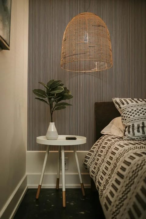 20.8" x 196.8" Thick Peel and Stick Grasscloth Wallpaper, Grey Linen Wallpaper Self-Adhesive Fabric Wall Paper