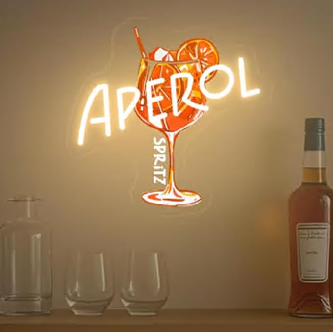 Aperol Spritz Cocktail Neon Sign, Cocktail Room Wall Decor,Aperol Spritz, Cocktail Aperol Spritz Neon Light,Spritz Lover Gifts,Neon Bar Sign Size:20x19inches