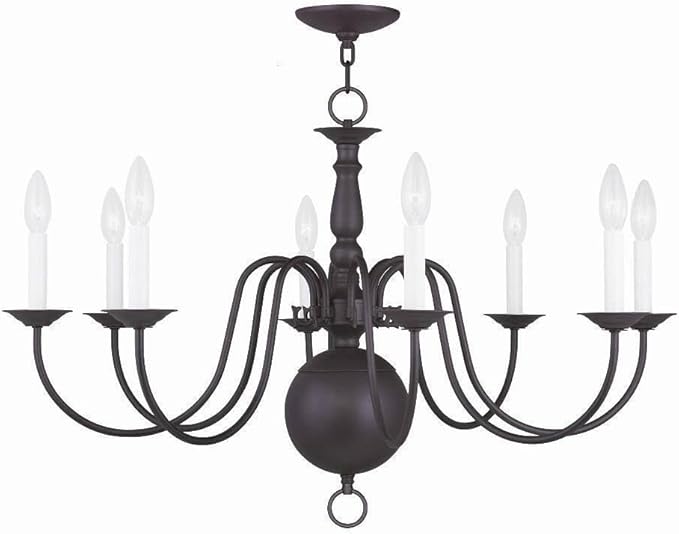 Livex Lighting 5007-07 Williamsburgh 8-Light Chandelier, Bronze, 32" x 32" x 20.5"