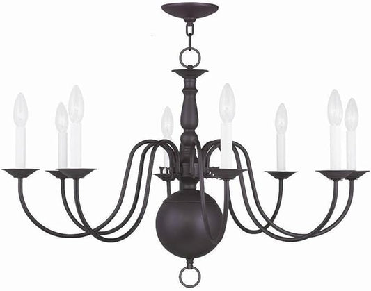 Livex Lighting 5007-07 Williamsburgh 8-Light Chandelier, Bronze, 32" x 32" x 20.5"