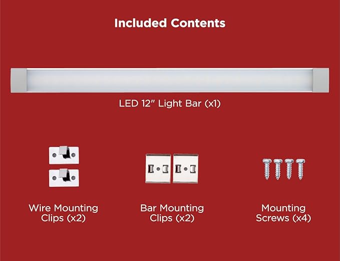 Black+Decker PureOptics Professional Push Wire Under Cabinet Light Bar, Add-on, Plug-in or Hardwire Compatible, Adjustable White and RGB LED, for Kitchen, Pantry, Cabinets, (1) 12" Bar