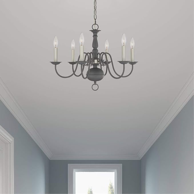 Livex Lighting Williamsburgh 6 Lt Scandinavian Gray Chandelier
