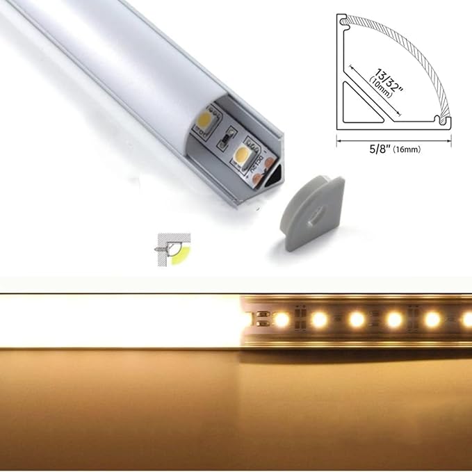 Cefrank Under Cabinet LED Light Bars, 8pcs 12" V-Shape, 16Watt 1600Lumens, Warm White (3000K)