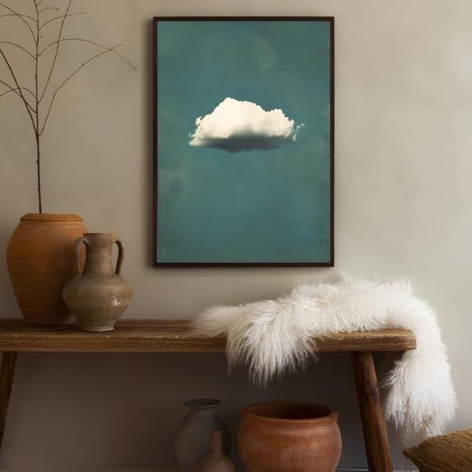 Minimalist Cloud Wall Art Print - Surreal Blue Sky Poster for Bedroom, Living Room, Office Decor - Calm Dreamy Aesthetic Artwork, Modern Nature Wall Decoration (Unframed) (11x14)